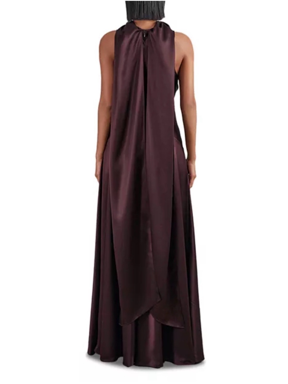 REISS Fae Satin Cape Maxi Dress Elegant Wine Satin Cape Gown size 6. - Picture 4 of 12